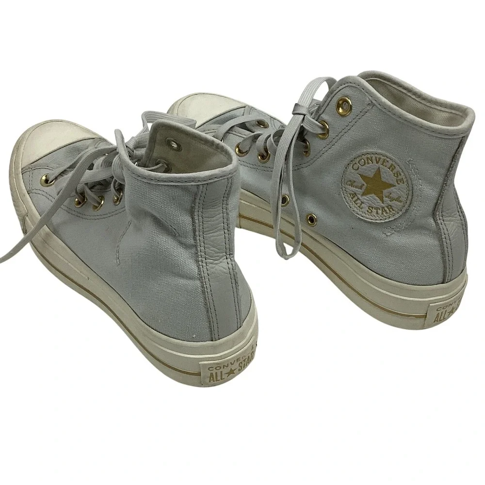 Converse Chuck Taylor All Star High Top 7.5 Sneakers Grey Gold Eyelets Canvas